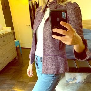Vivienne Tam Wool Silk Blend Blazer in Wine